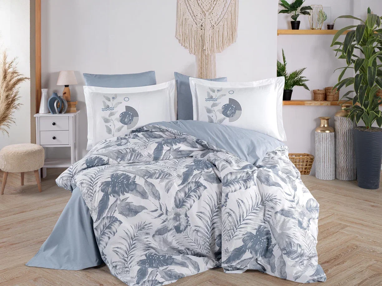 Çift Kişilik Poplin Nevresim Tiffany Denim