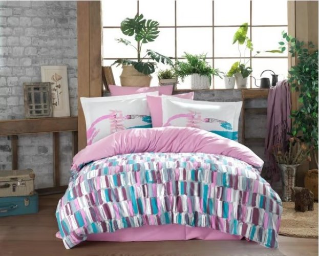 Kingsize Poplin Nevresim Mikado Pembe