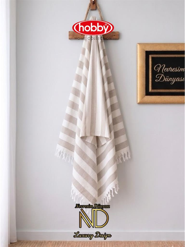 Stripe Kahve Plaj Havlusu 70x140