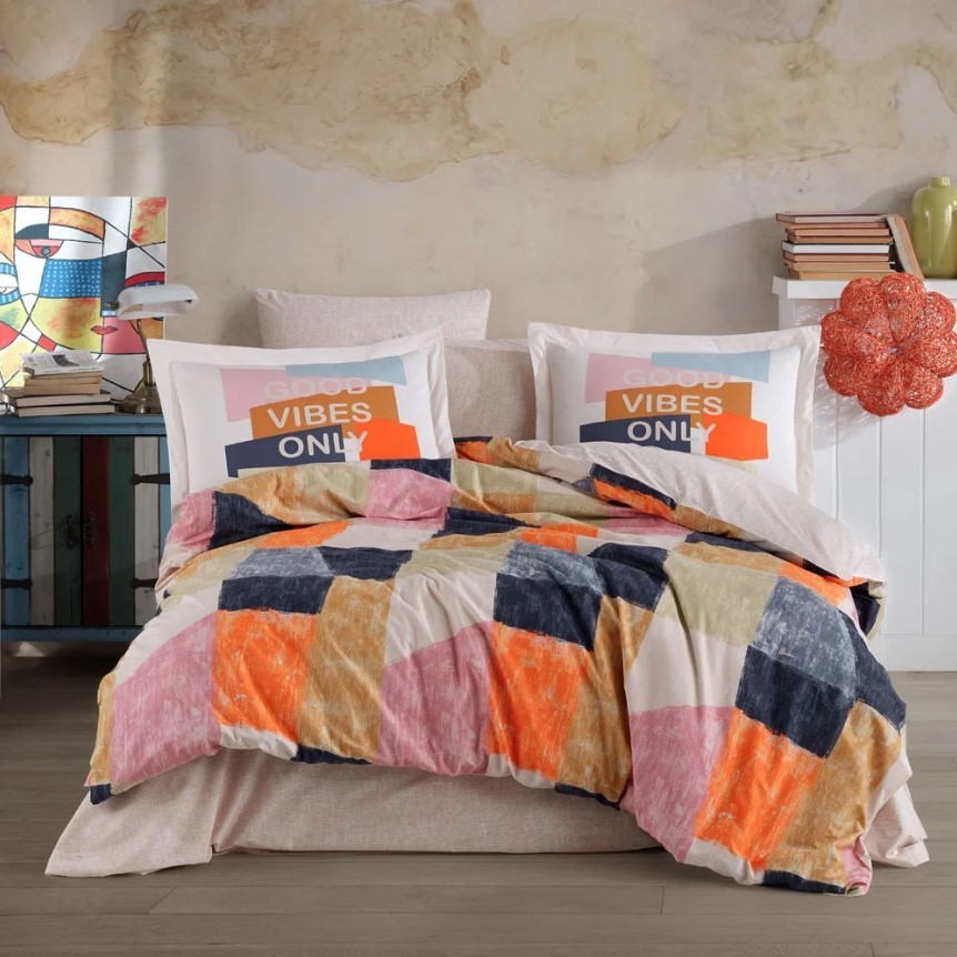 Tek Kişilik Poplin Nevresim Takımı Bermuda Oranj