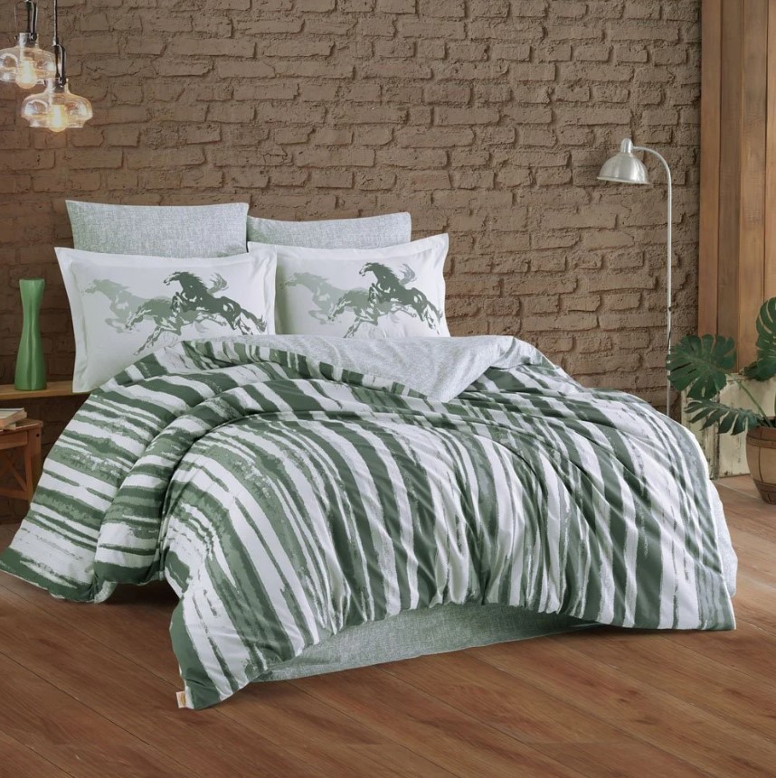 Tek Kişilik Poplin Nevresim Takımı Cascade Yeşil