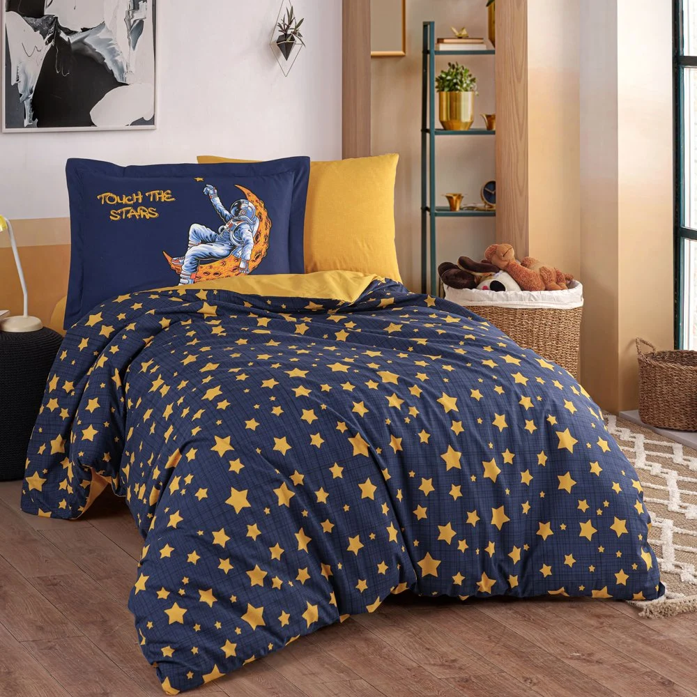 Tek Kişilik Poplin Nevresim Takımı Space Lacivert