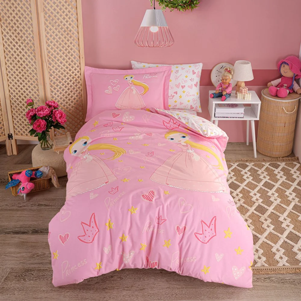 Tek Kişilik Poplin Nevresim Takımı Prenses Pembe