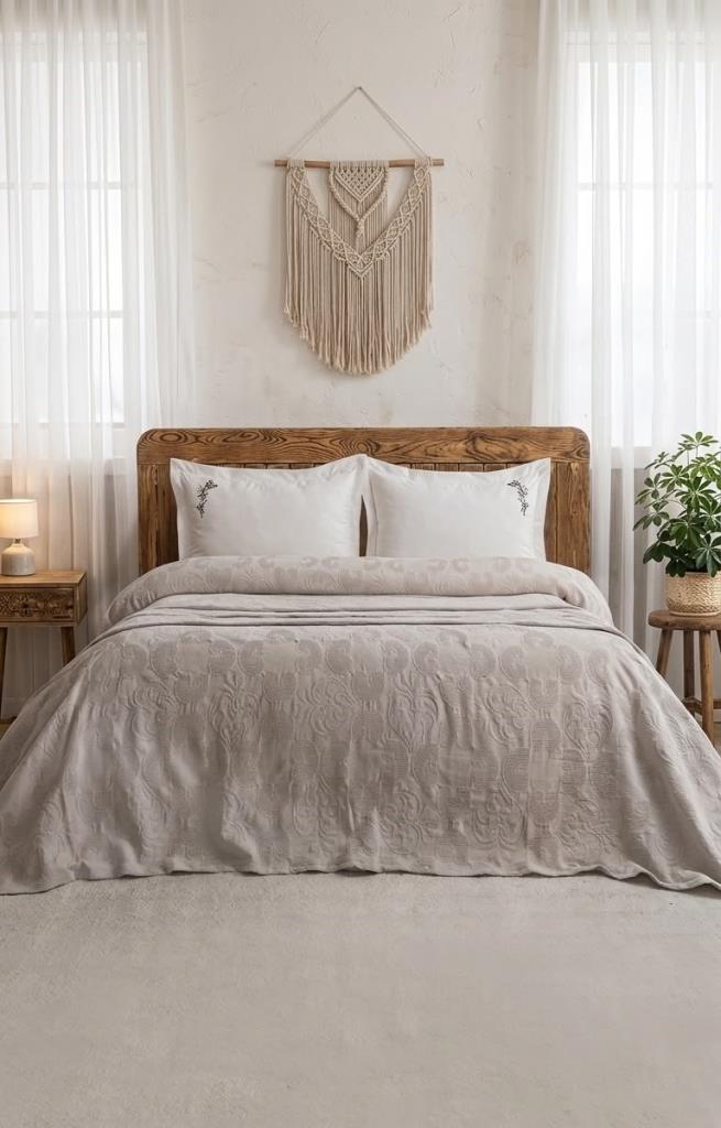 Şaheser Home Collection Yatak Örtüsü Çift Kişilik Anita Bej