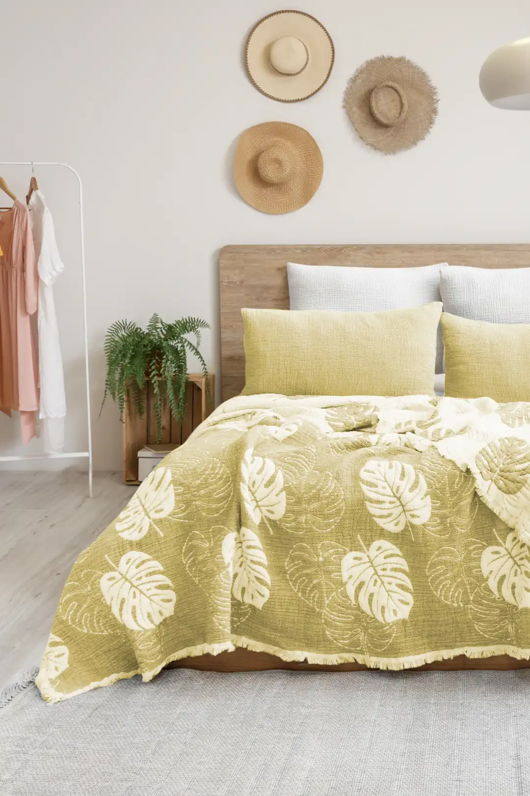 Şaheser Home Collection Yatak Örtüsü Seti Çift Kişilik Forest Sarı