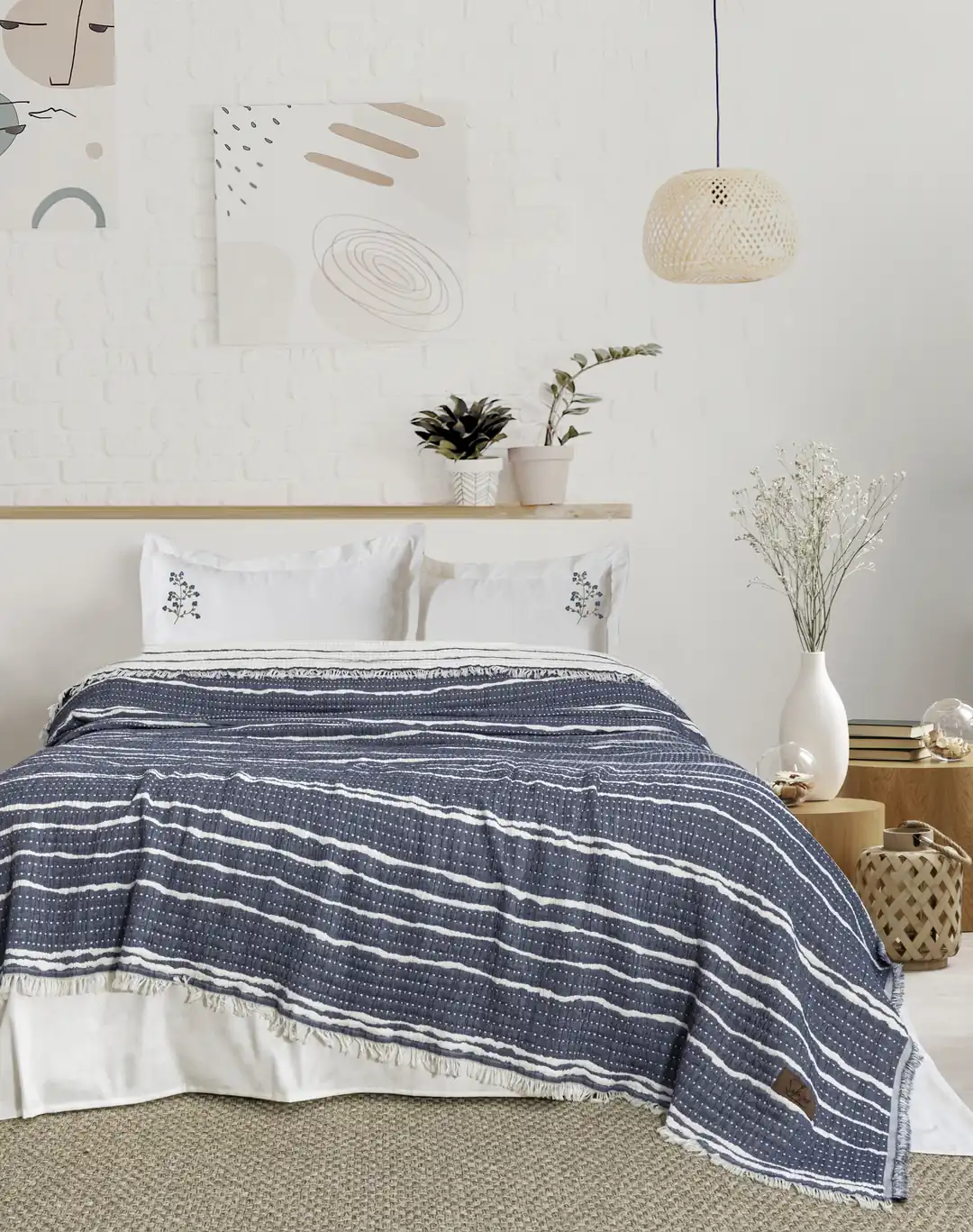 Şaheser Home Collection Yatak Örtüsü Seti Sera Lacivert