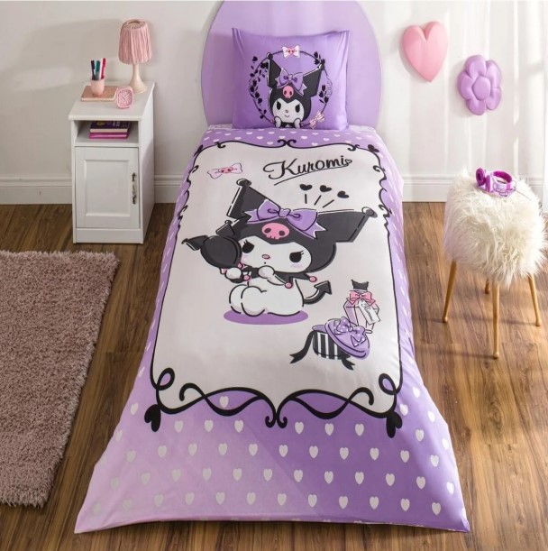 Kuromi Tek Kişilik Nevresim Takımı Kuromi Tek Kişilik Nevresim Takımı