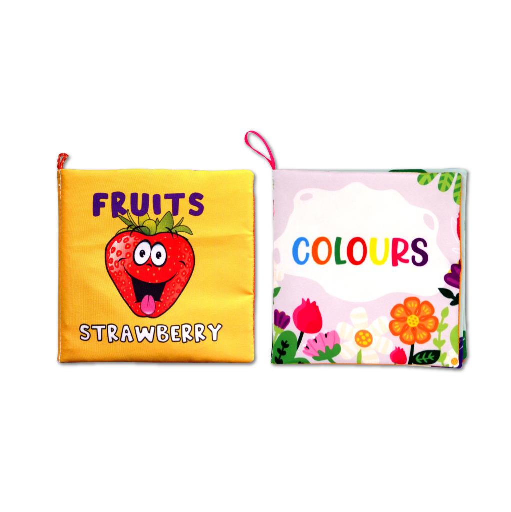CLZ247 2 Kitap  İngilizce Meyveler ve Renkler Kumaş Sessiz Kitap