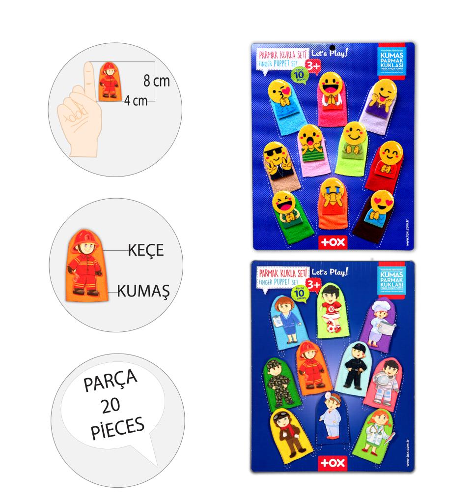 CLZ247 2 Set - 20 Parça  Emojiler ve Meslekler Parmak Kukla