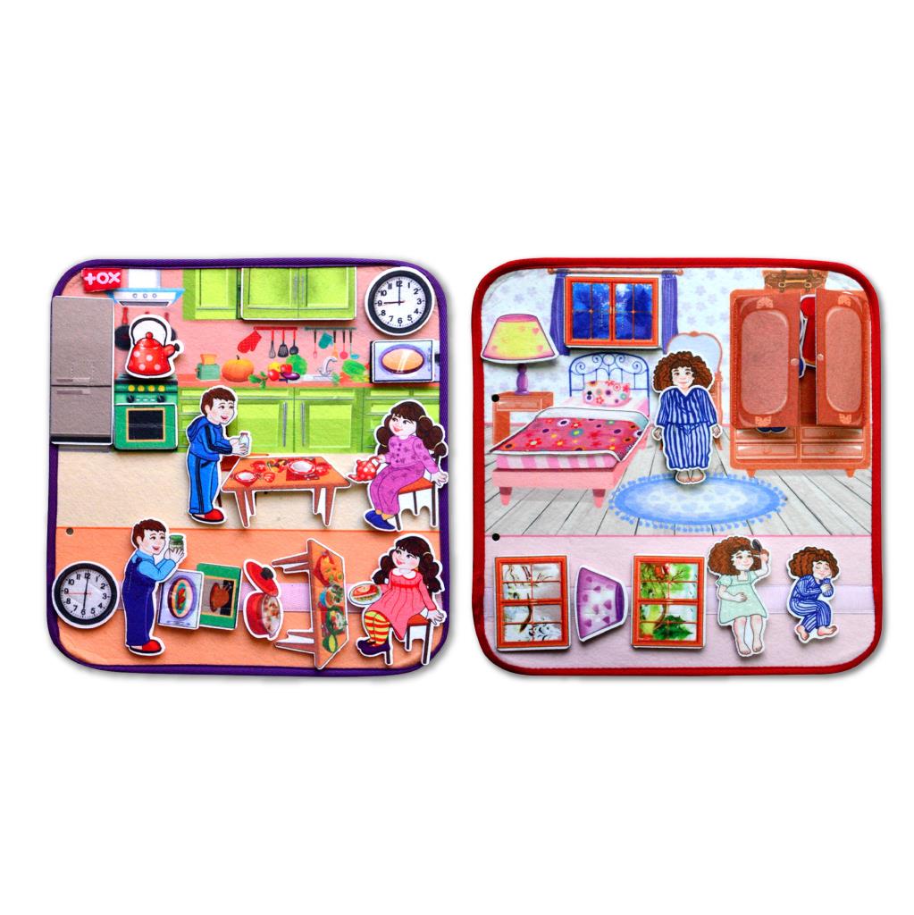 CLZ247 2 Set - 32 Parça  Mutfak ve Yatak Odası Keçe Cırtlı Aktivite Sayfası - Çocuk Etkinlik , Eğitici Oyuncak