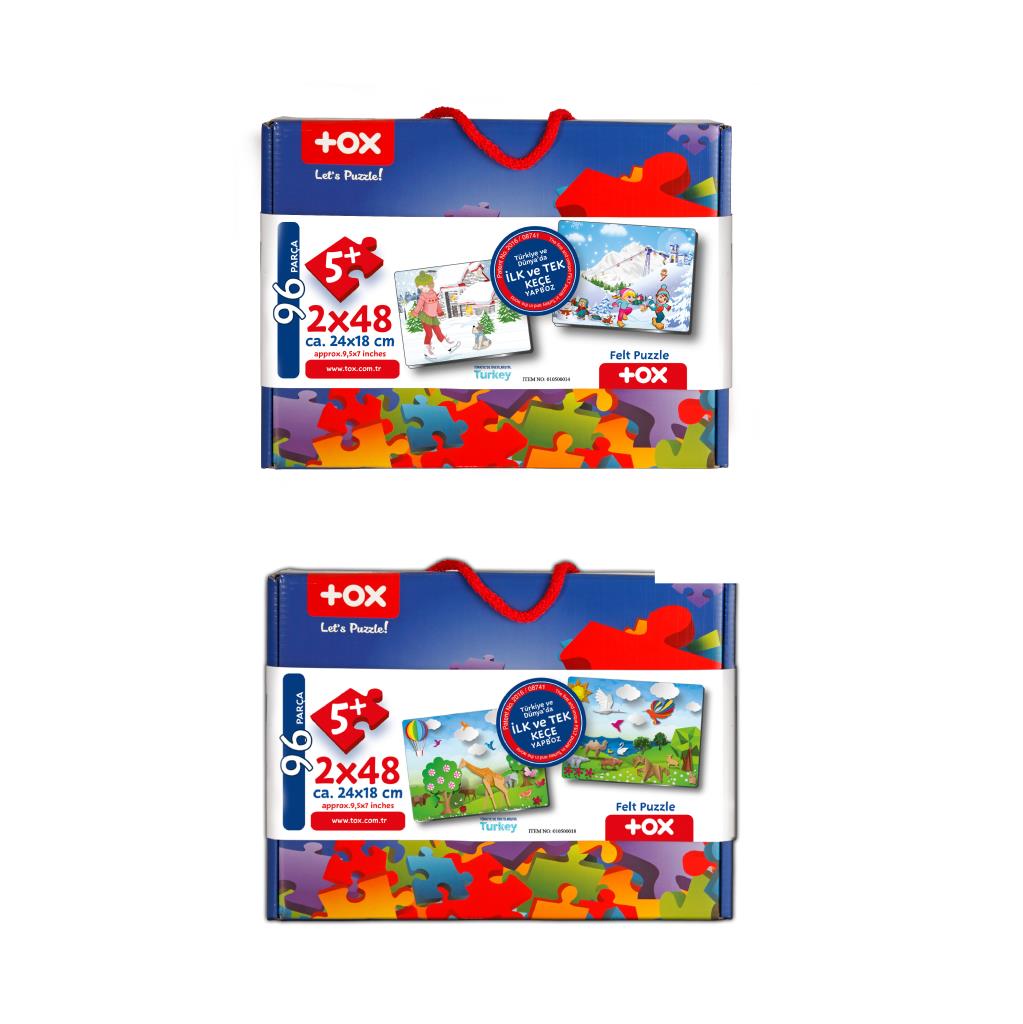 CLZ247 4 Set - 96 Parça  Kış ve Origami 5+ Keçe Yapboz - 5 Yaş Puzzle