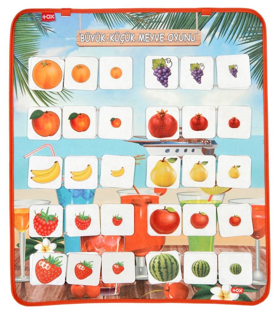 CLZ247 Büyük - Küçük Meyve Oyunu Keçe Cırtlı Duvar Panosu , Eğitici Oyuncak