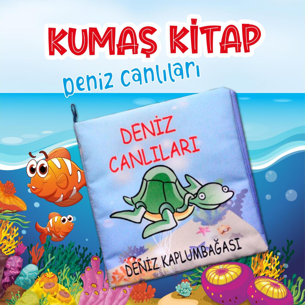 CLZ247  Deniz Canlıları Kumaş Sessiz Kitap