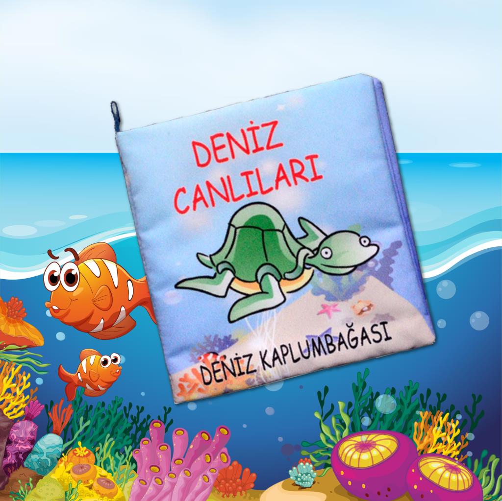 CLZ247  Deniz Canlıları Kumaş Sessiz Kitap