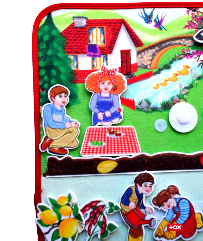 CLZ247  ( Ilkbahar ) Keçe Cırtlı Aktivite Sayfası - Çocuk Etkinlik , Eğitici Oyuncak