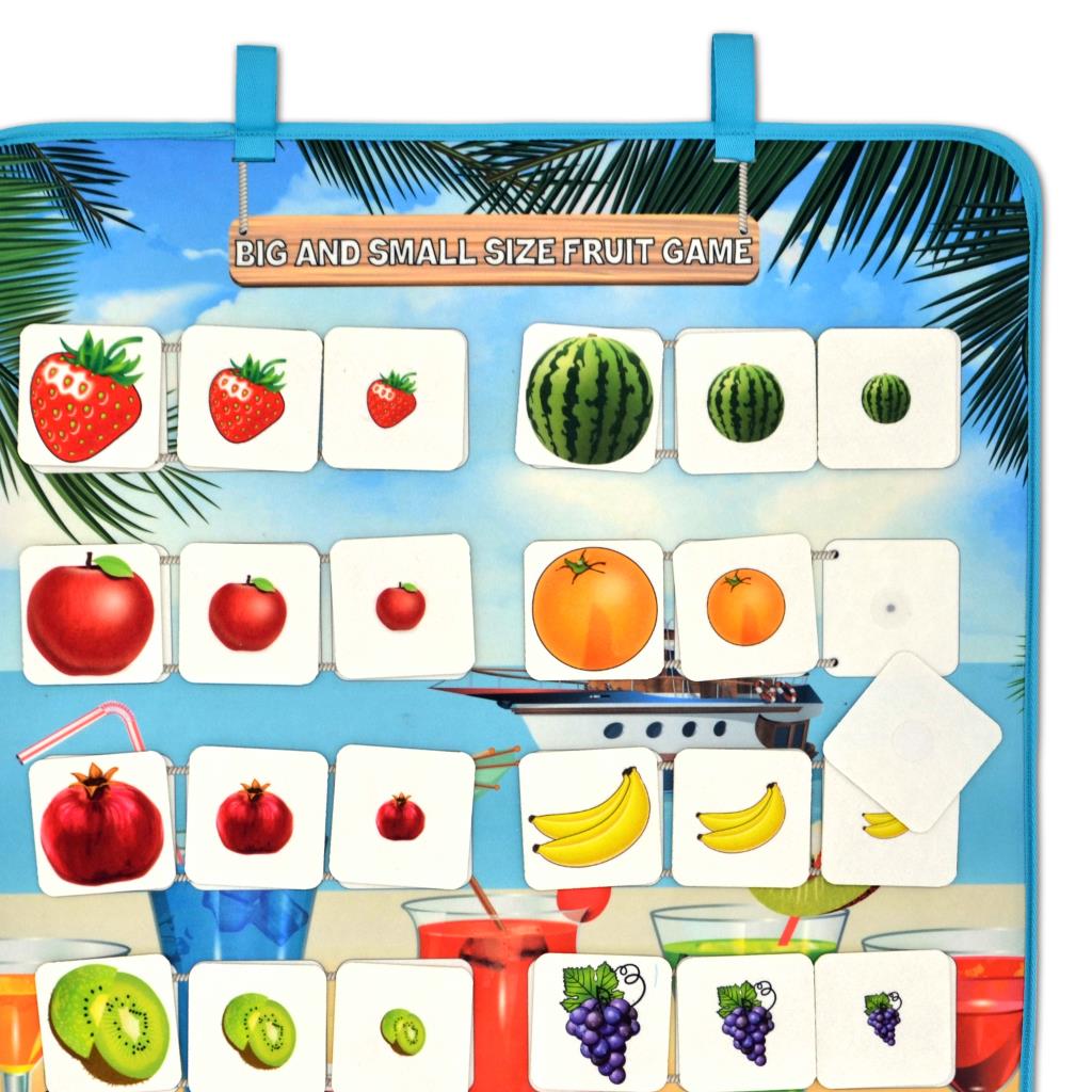 CLZ247 İngilizce Büyük - Küçük Meyve Oyunu Keçe Cırtlı Duvar Panosu , Eğitici Oyuncak