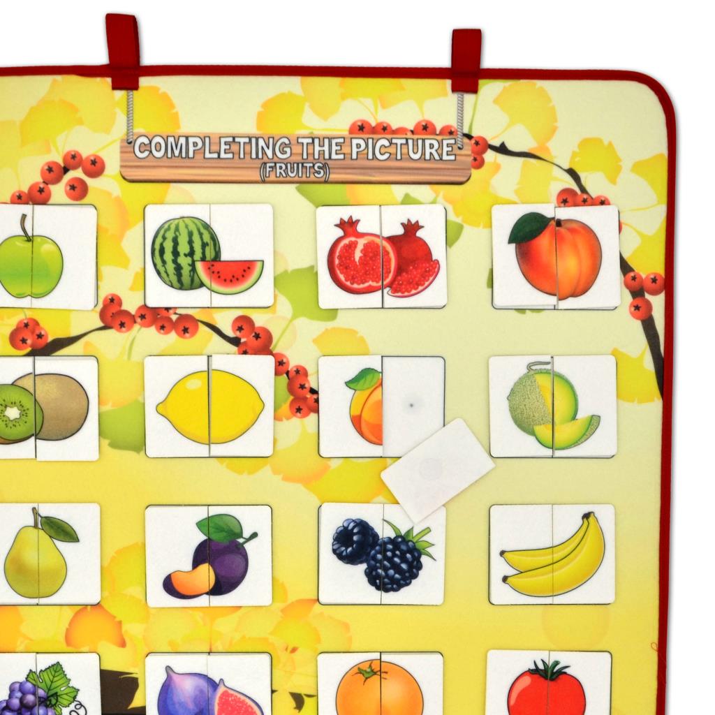 CLZ247 İngilizce Parça-Bütün Meyveler Eşleştirme Oyunu Keçe Cırtlı Duvar Panosu , Eğitici Oyuncak