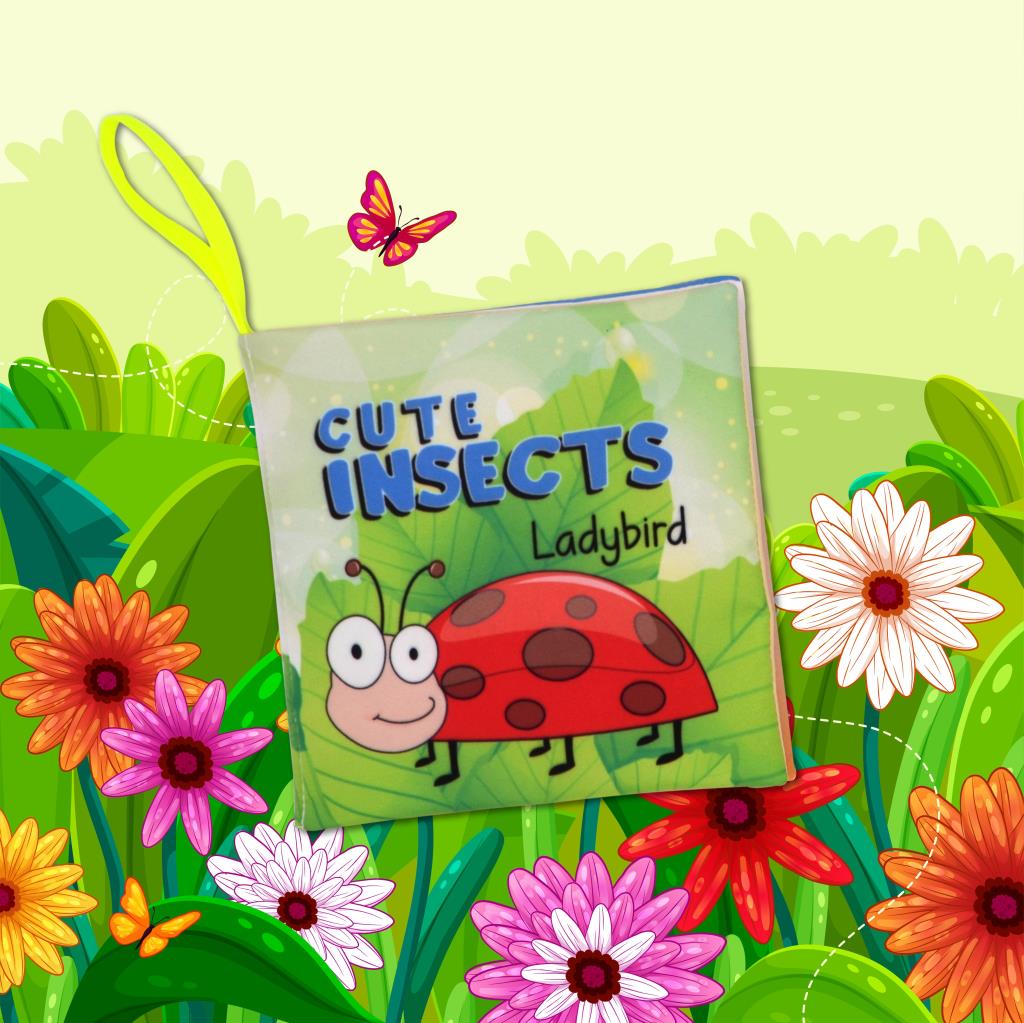 CLZ247  İngilizce Sevimli Böcekler Kumaş Sessiz Kitap