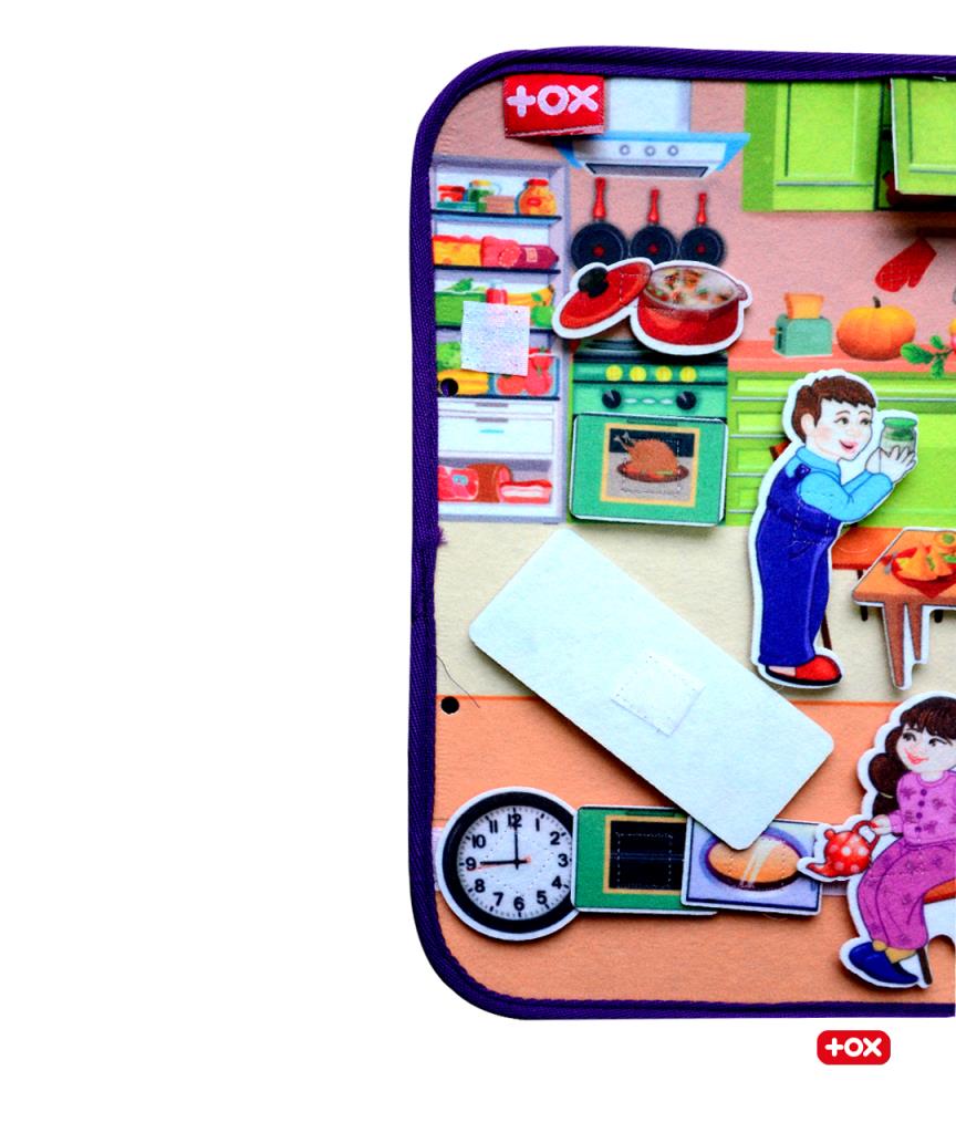 CLZ247  ( Mutfak ) Keçe Cırtlı Aktivite Sayfası - Çocuk Etkinlik , Eğitici Oyuncak