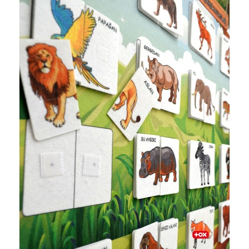 CLZ247 Parça Bütün Eşleştirme - Vahşi Hayvanlar Keçe Cırtlı Duvar Panosu , Eğitici Oyuncak