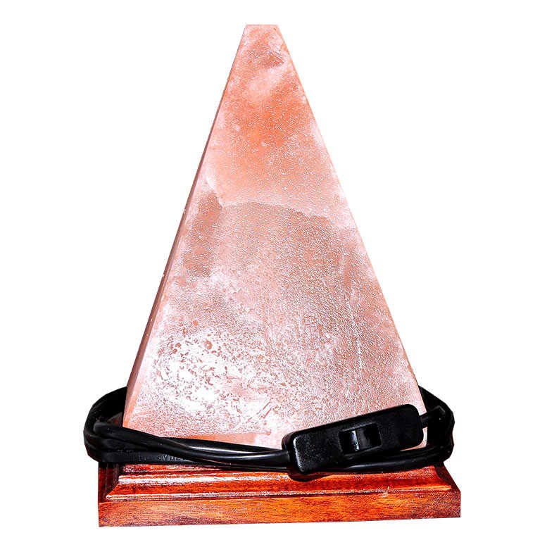 CLZ214 Piramit Şekilli Doğal Himalaya Tuzu Lambası Kablolu Ampullü Pembe 3-4Kg