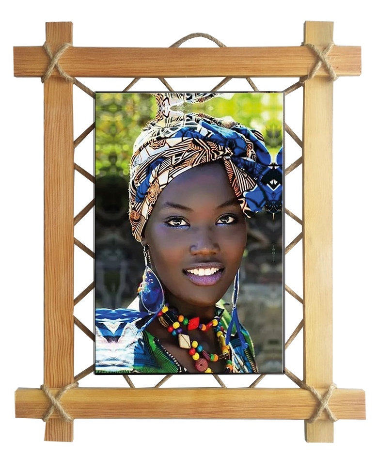 CLZ104 Ledli Afrikalı kadın Tablo  (38x47) cm