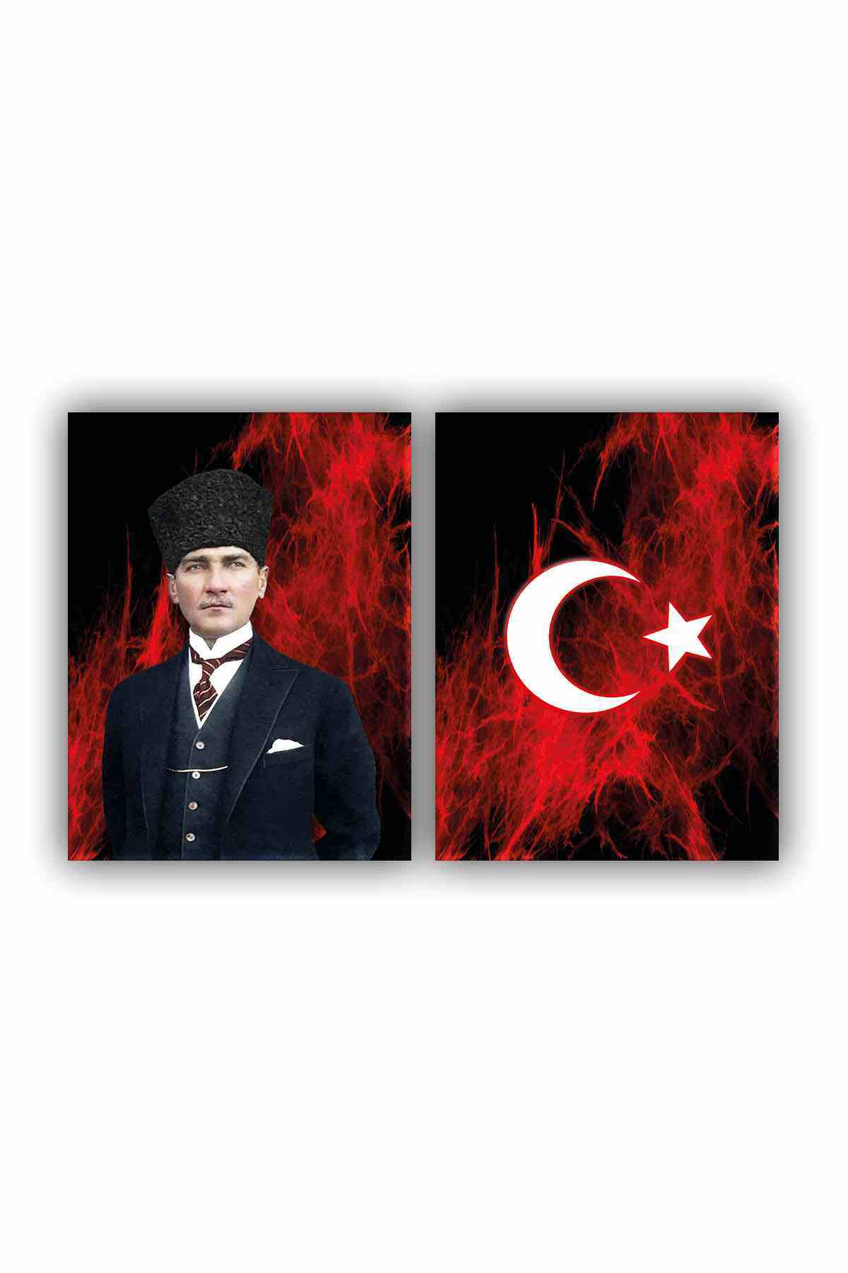 CLZ104 Atatürk ve Bayrak  Tabloları  (70 x 50) cm