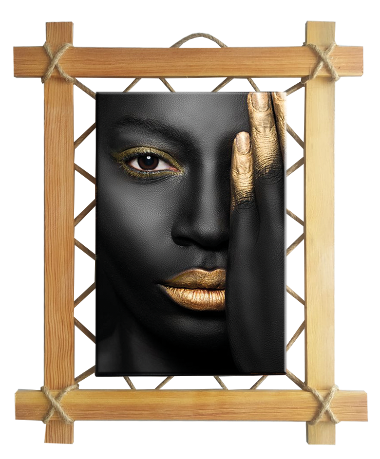 CLZ104 Ledli Afrikalı kadın Tablo  (38x47) cm