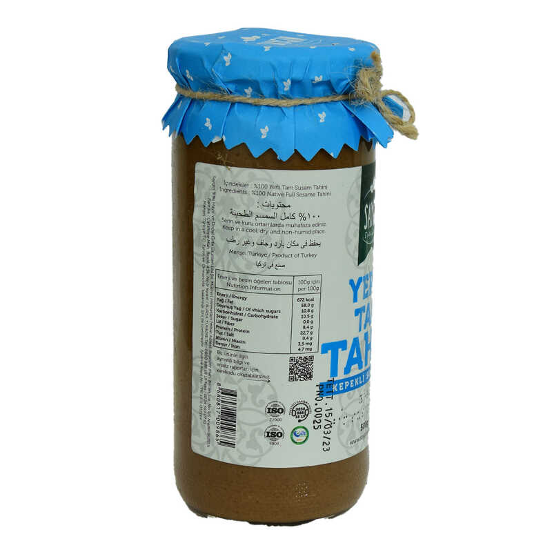 Kepekli Susamdan Yerli Tam Tahin Cam Kavanoz 500 Gr