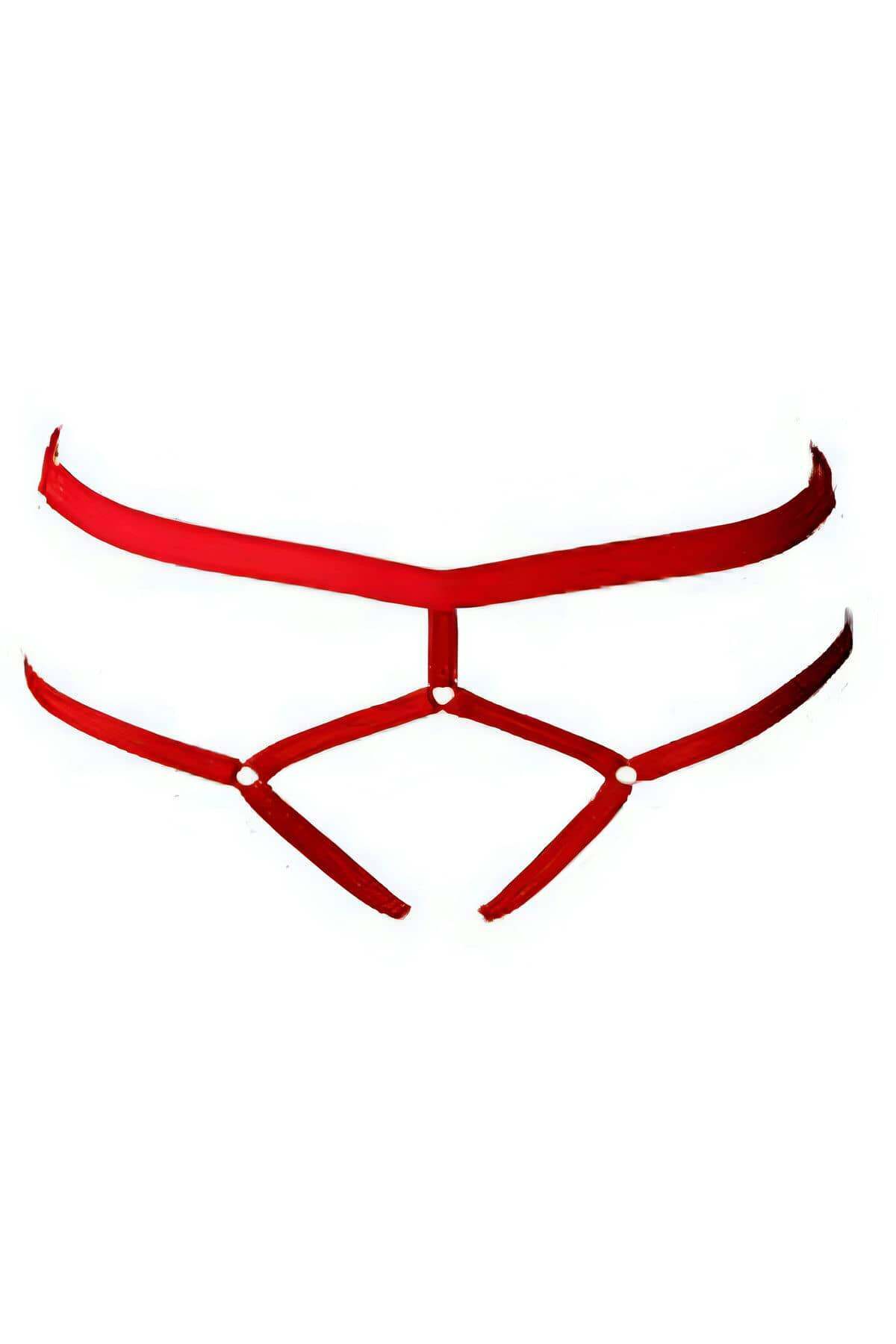 CLZ41 Seksi Lastik Harness String - Ürün Rengi:Kırmızı