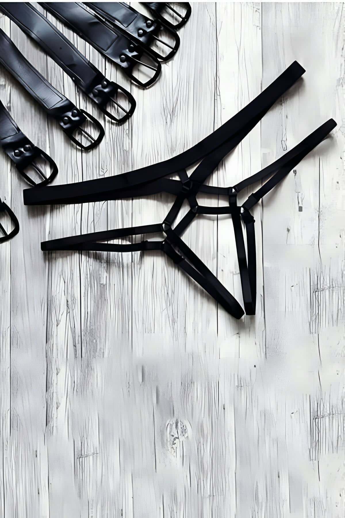 CLZ41 Şık Lastik Harness String - Ürün Rengi:Siyah