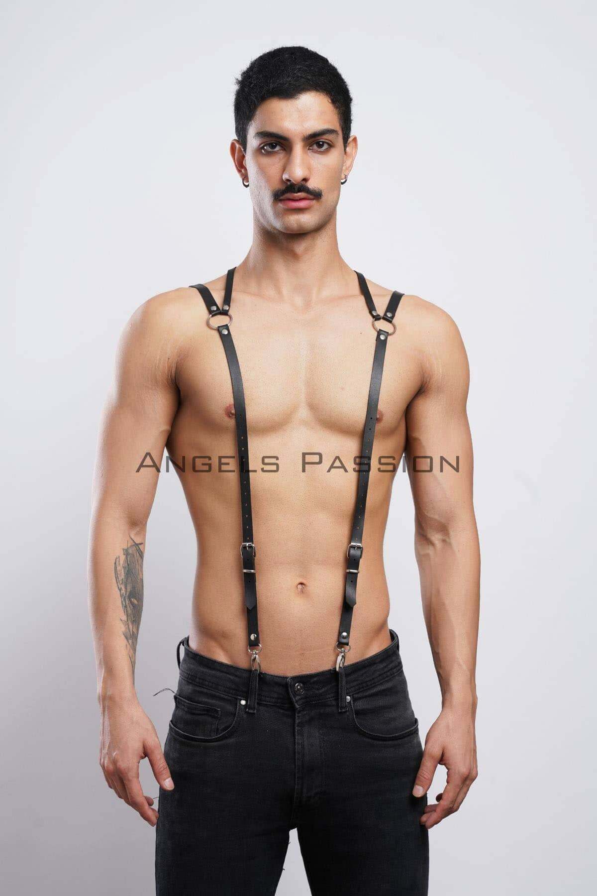 CLZ41 Sırt Baklava Detaylı Erkek Deri Pantolon Kemeri - Ürün Rengi:Siyah