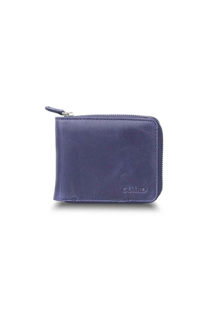 CLZ359  Antique Navy Blue Zipper Horizontal Mini Leather Wallet