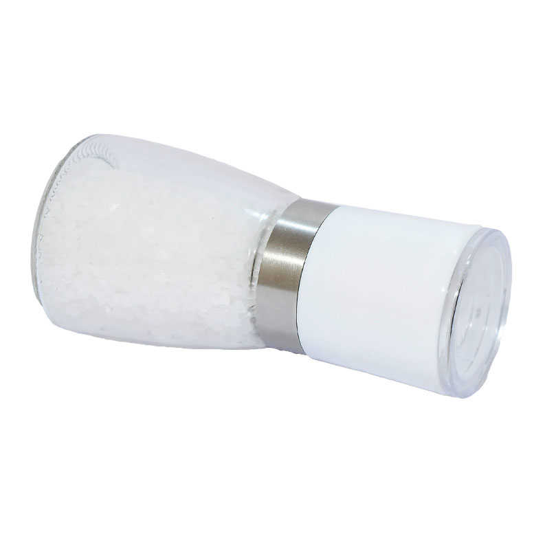 CLZ214 Tuz Karabiber Cam Değirmeni Beyaz + Çankırı Granül Çakıl Doğal Kaya Tuzu 200 Gr