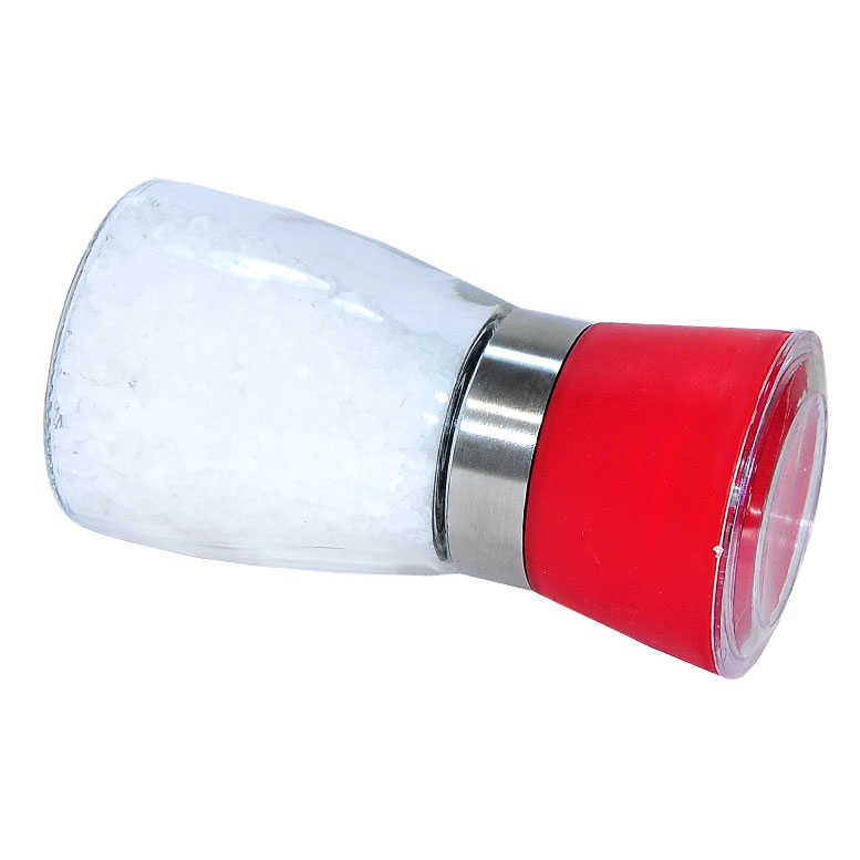 CLZ214 Tuz Karabiber Cam Değirmeni Kırmızı + Çankırı Granül Çakıl Doğal Kaya Tuzu 200 Gr