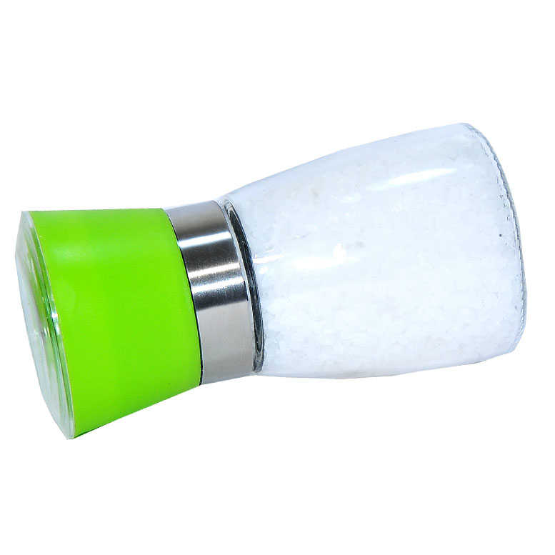 CLZ214 Tuz Karabiber Cam Değirmeni Yeşil + Çankırı Granül Çakıl Doğal Kaya Tuzu 200 Gr