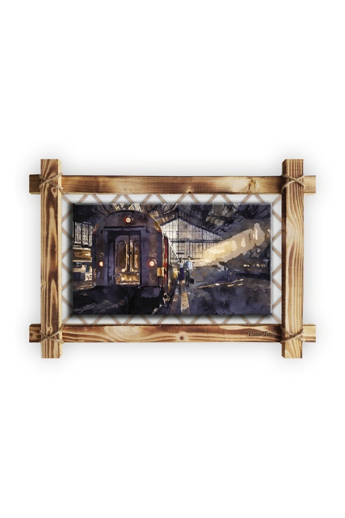CLZ104 Tren Garı Modern Kanvas Rustik Tablo  (66 x 45) cm