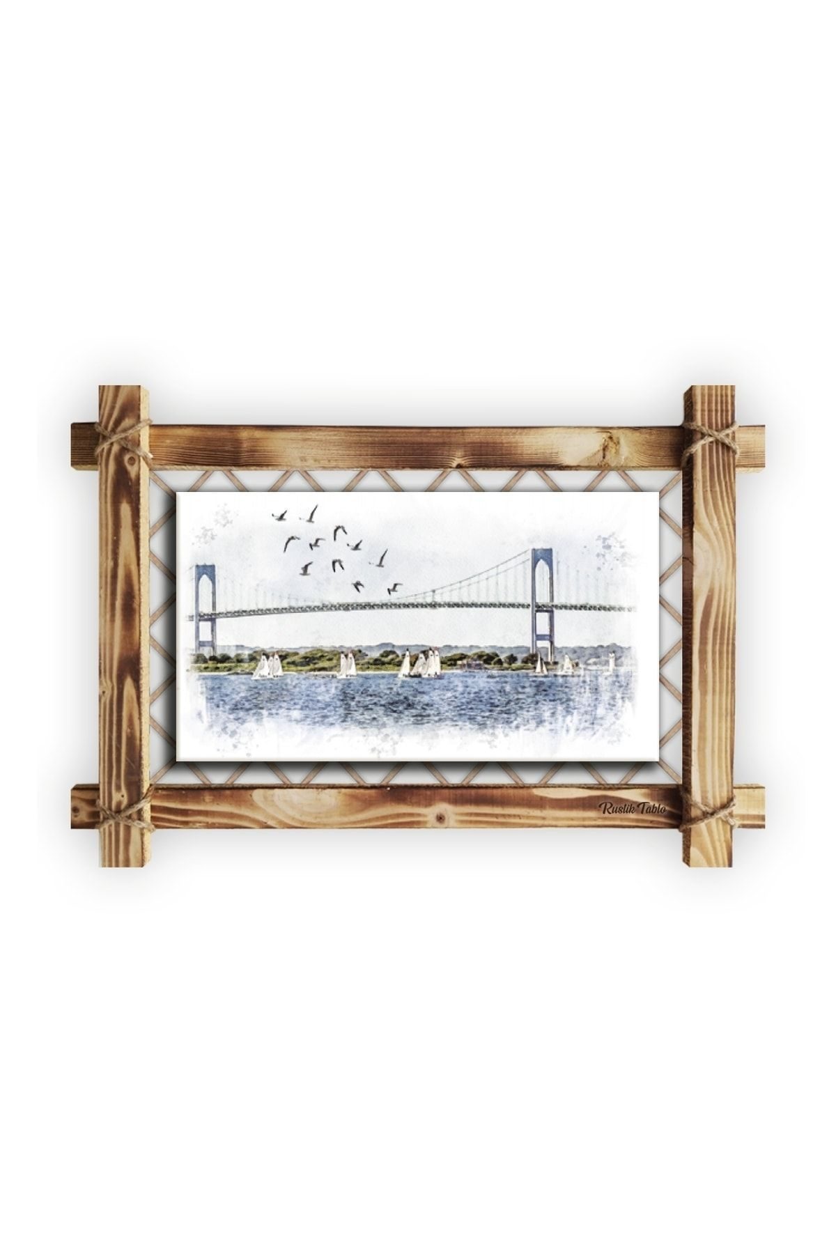 CLZ104 Istanbul Köprü Modern Kanvas Rustik Tablo  (66 x 45) cm