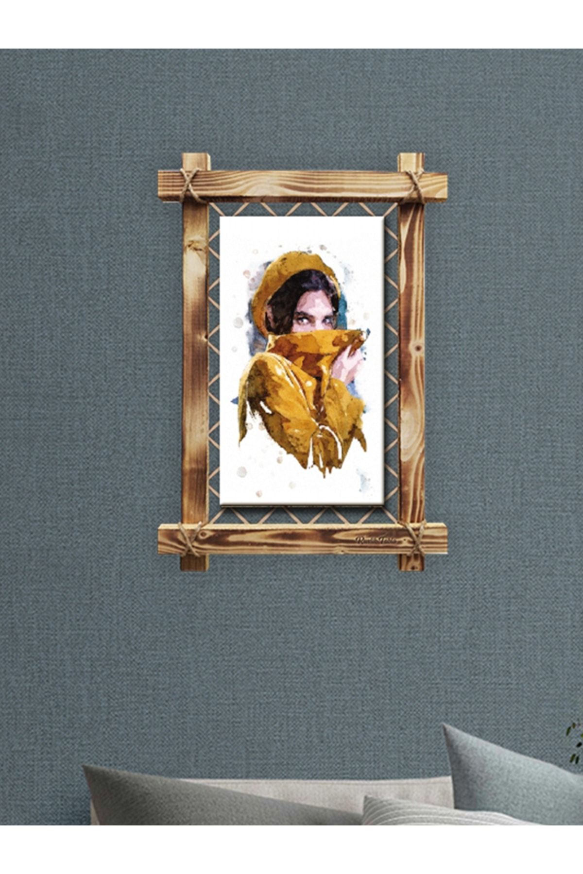 CLZ104  Portre Modern Kanvas Rustik Tablo   (66 x 45) cm