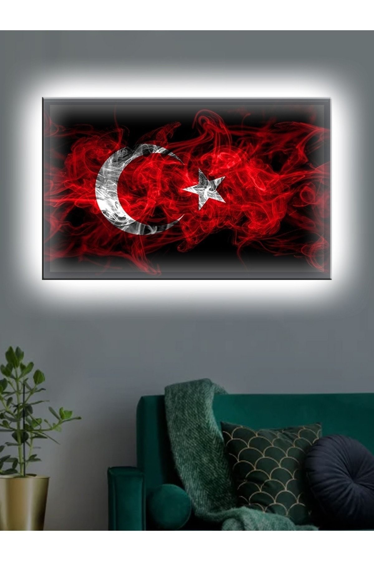CLZ104 Led Işıklı Türk Bayrağı (kırmızı Beyaz)  (50 x 35) cm