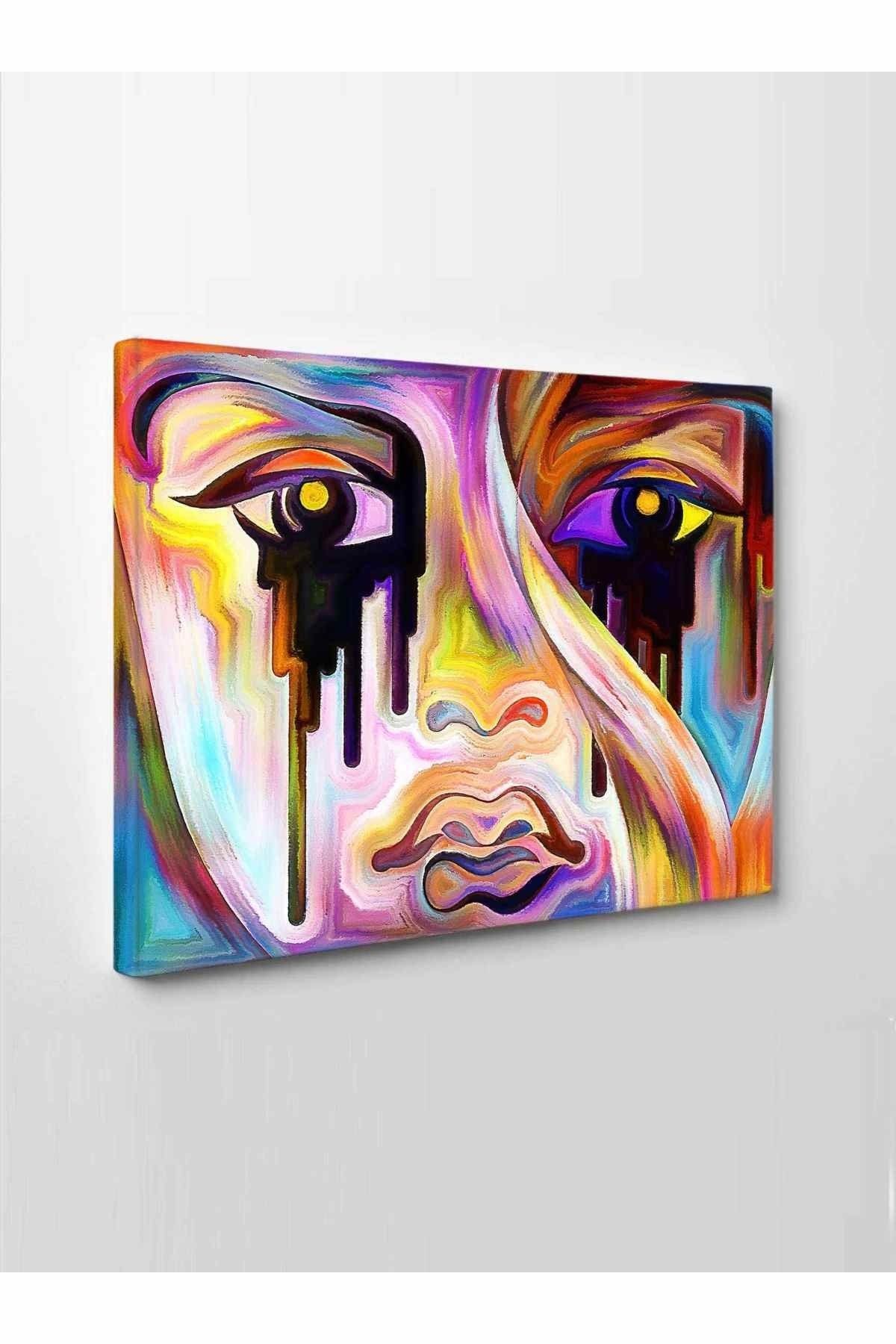 CLZ104 Led Işıklı Sanatsal Ağlayan Kadın Tablosu   (50 x 35) cm