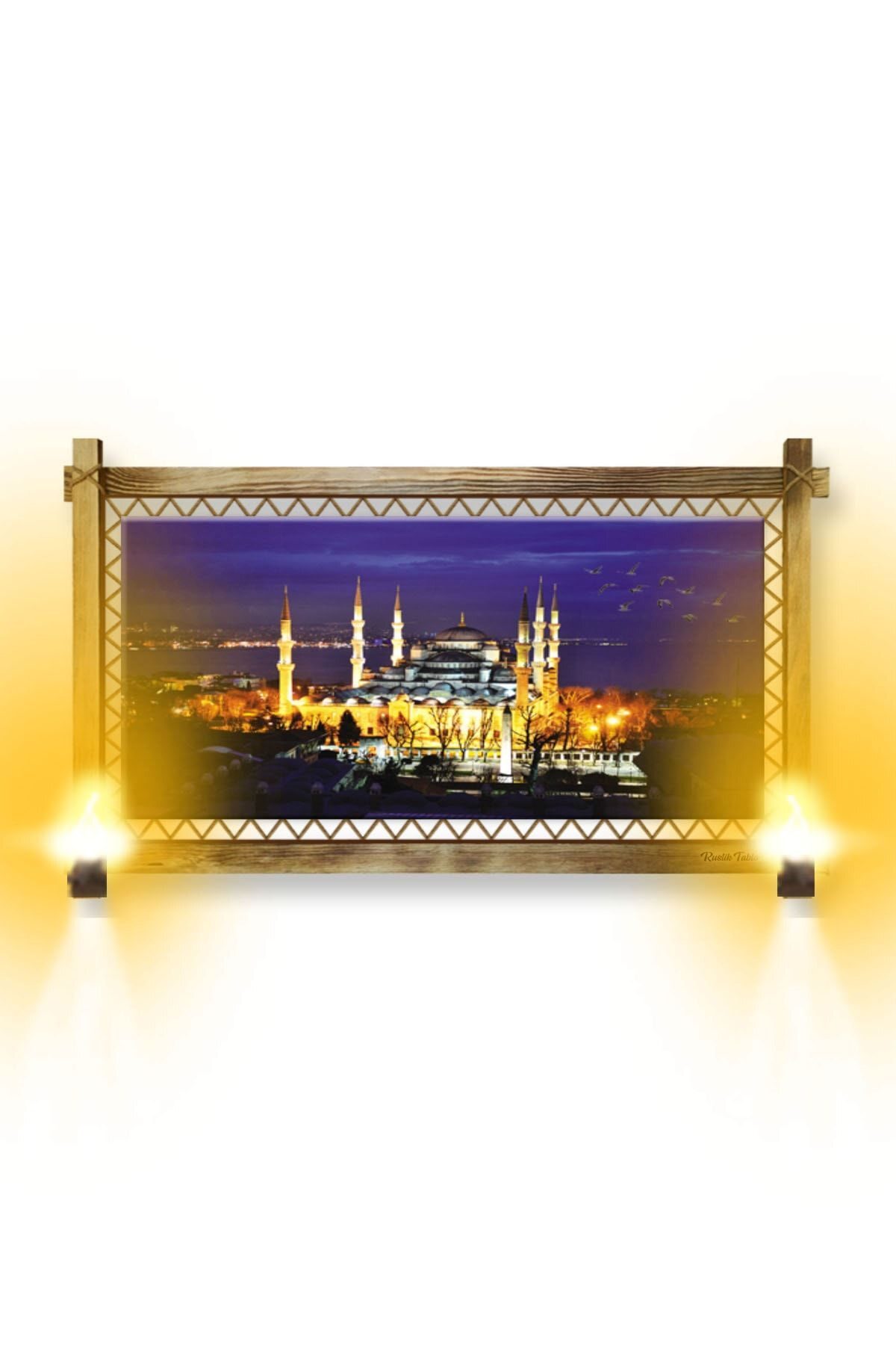 CLZ104 Rustik Işıklı Istanbul Kanvas Rustik Tablo B  (66 x 45) cm