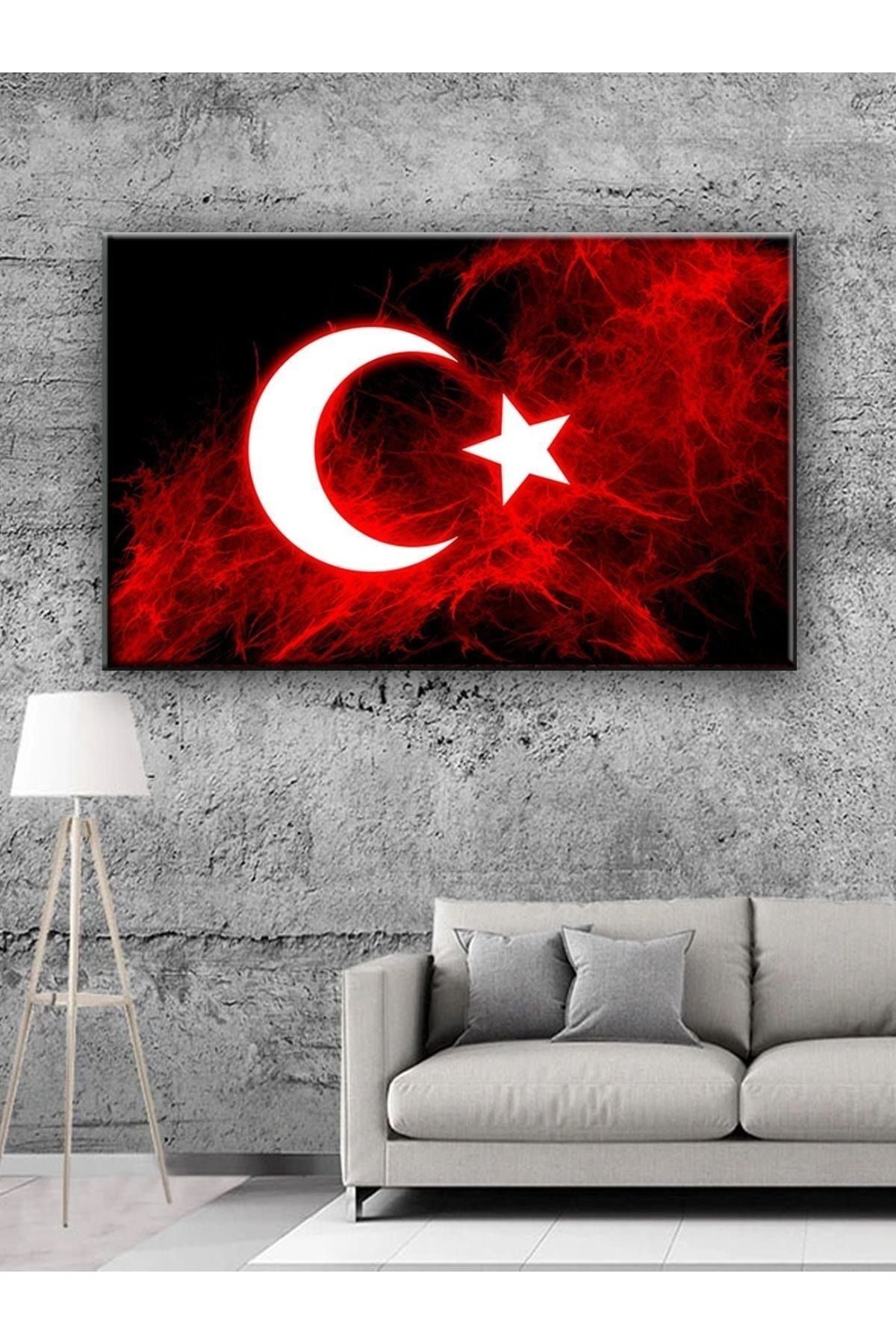 CLZ104 Led Işıklı Türk Bayrağı tablo (şanlı bayrağımız)   (100 x 70) cm