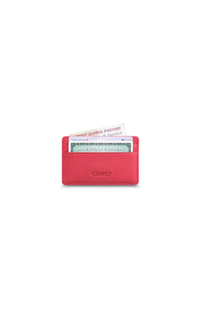 CLZ359  Ultra İnce Unisex Kırmızı Minimal Deri Kartlık