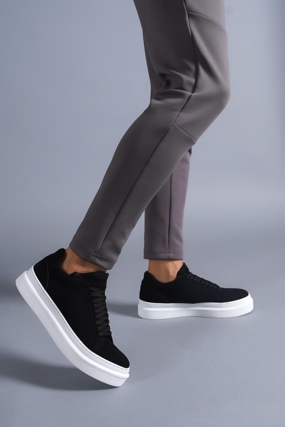CLZ941  Günlük Ayakkabı  Siyah Süet (Beyaz Taban)