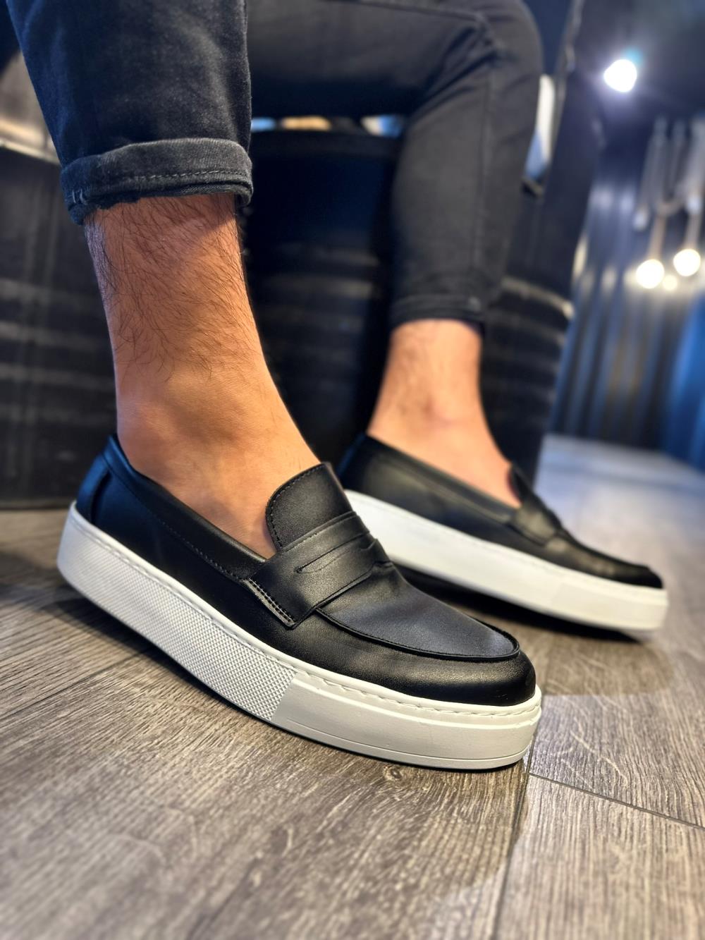 CLZ941  Günlük Klasik Ayakkabı  Siyah (Beyaz Taban)