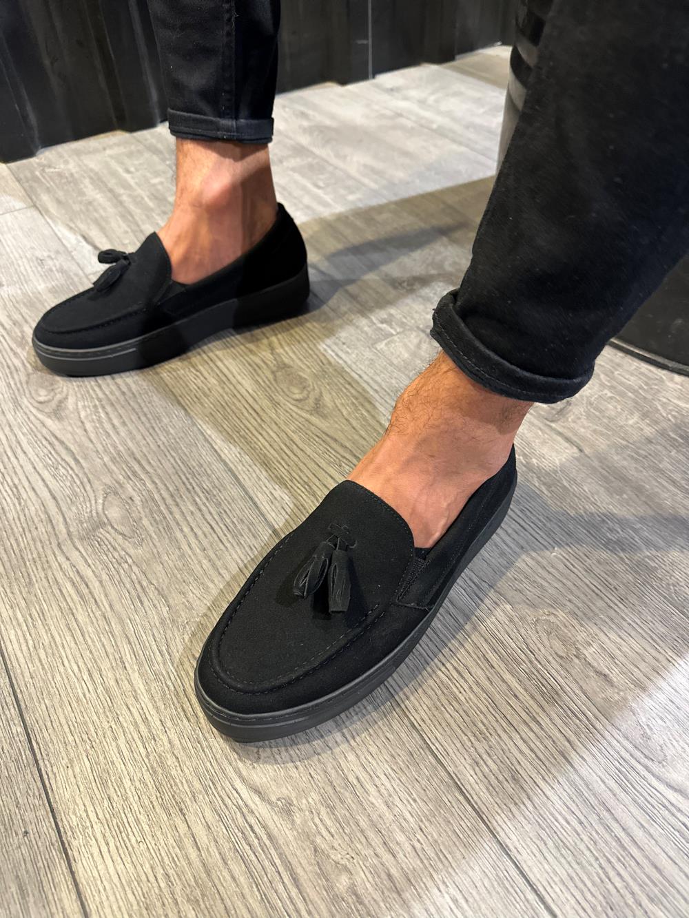 CLZ941  Günlük Spor Klasik Ayakkabı  Siyah Süet (Siyah Taban)