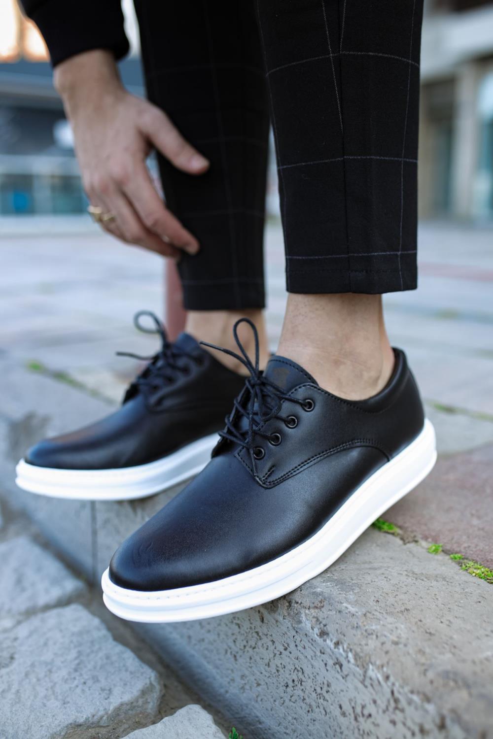 CLZ941  Klasik Erkek Ayakkabı  Siyah (Beyaz Taban)