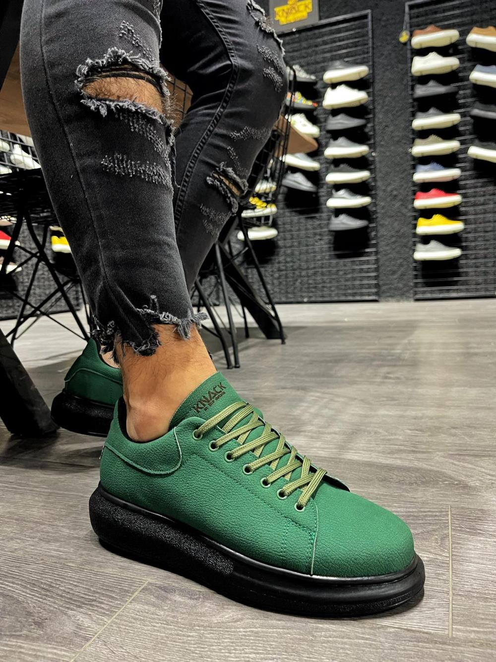 CLZ941  Yüksek Taban Günlük Ayakkabı  Yeşil (Siyah Taban)