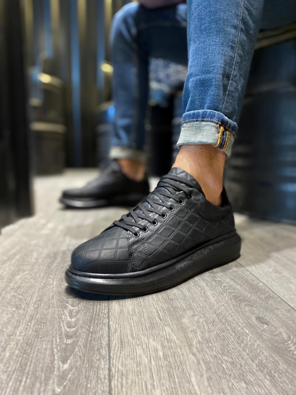CLZ941  Yüksek Taban Günlük Ayakkabı  KAPİTONE Siyah (Siyah Taban)